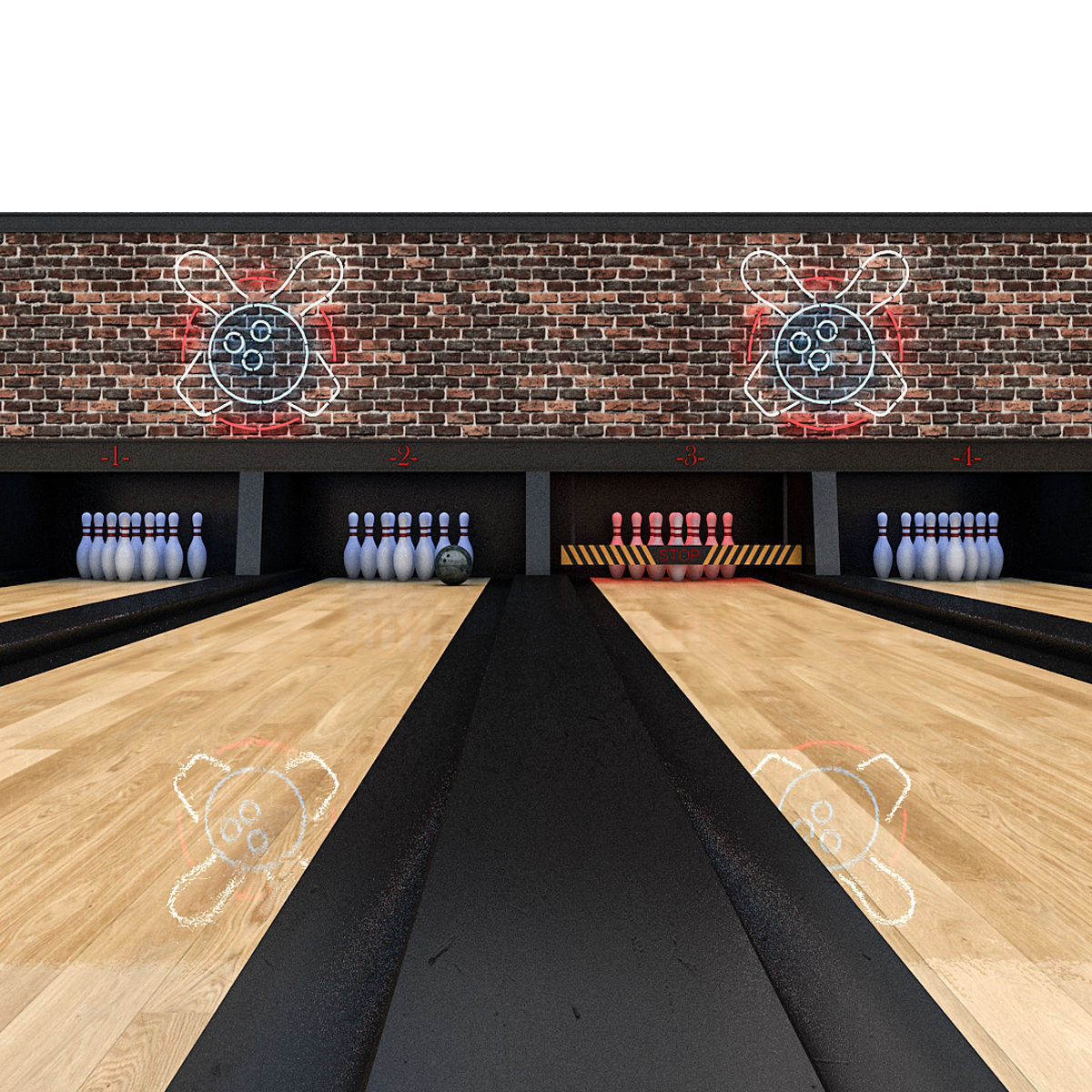 Bowling Alley 3D Model Low-poly 3D model_2