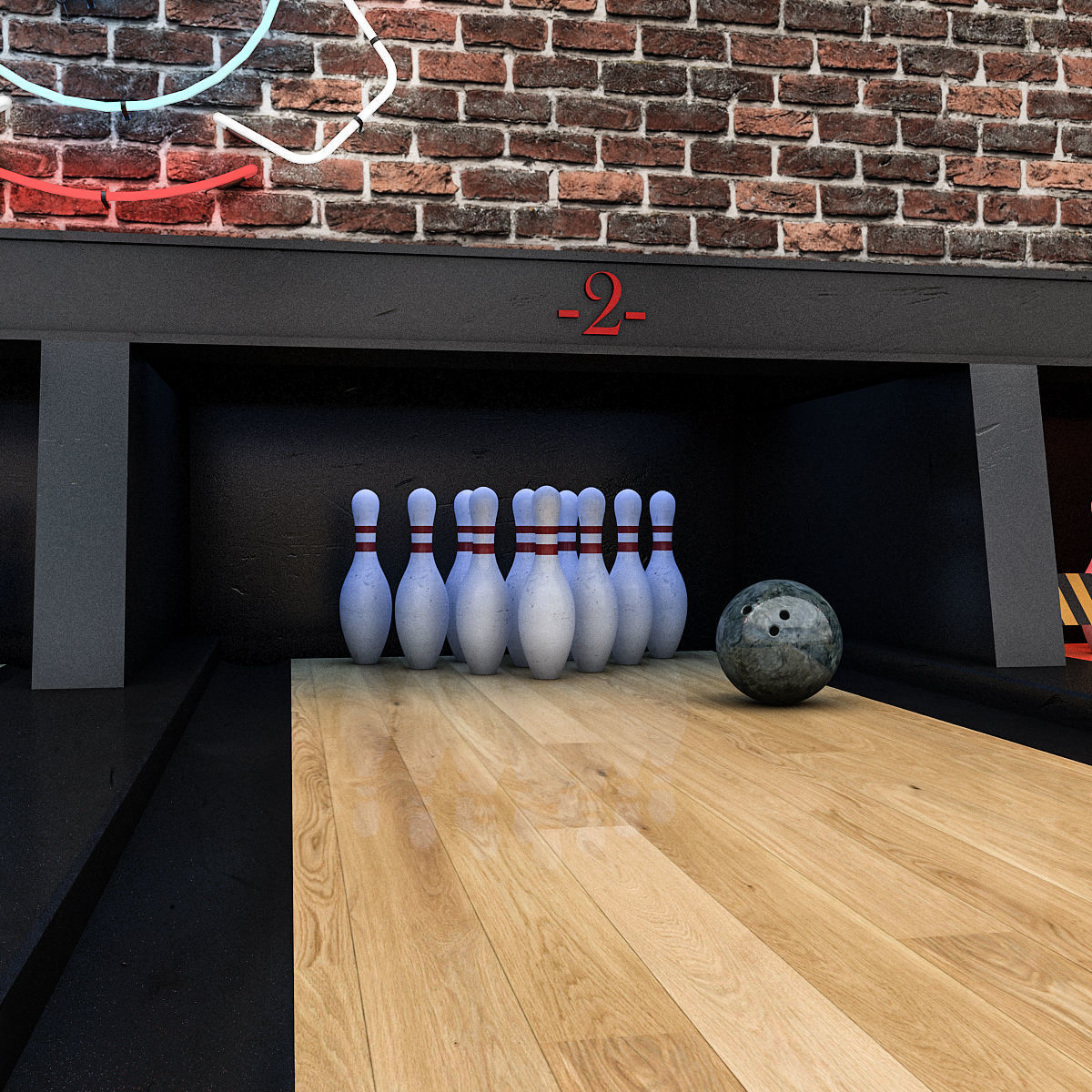 Bowling Alley 3D Model Low-poly 3D model_1