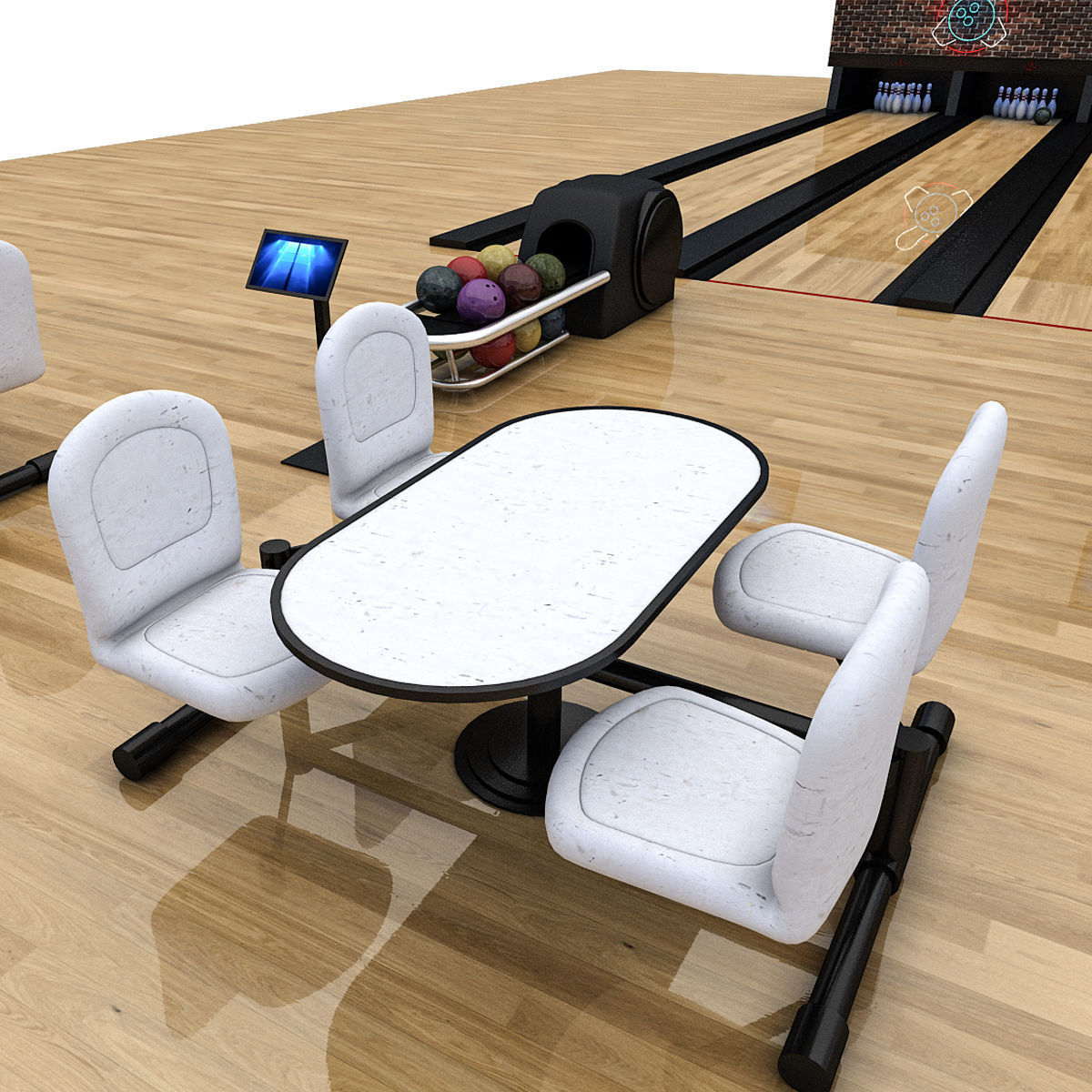 Bowling Alley 3D Model Low-poly 3D model_7