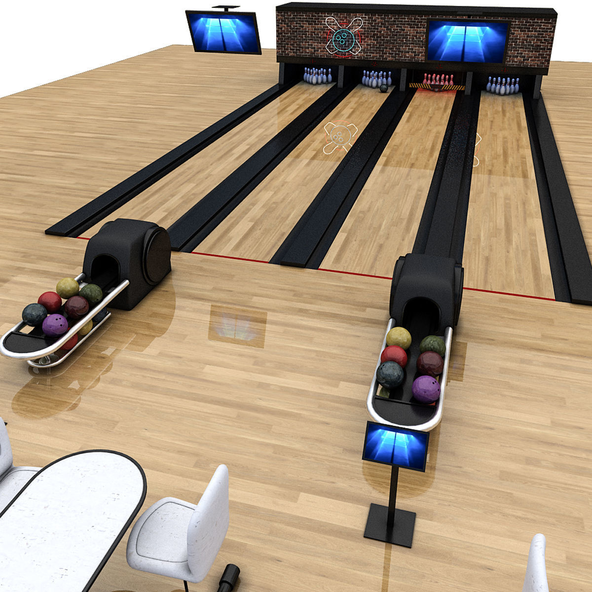 Bowling Alley 3D Model Low-poly 3D model_10