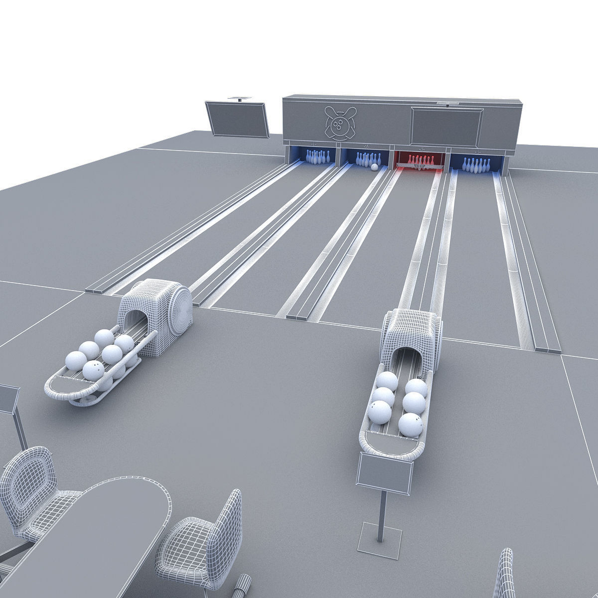 Bowling Alley 3D Model Low-poly 3D model_23