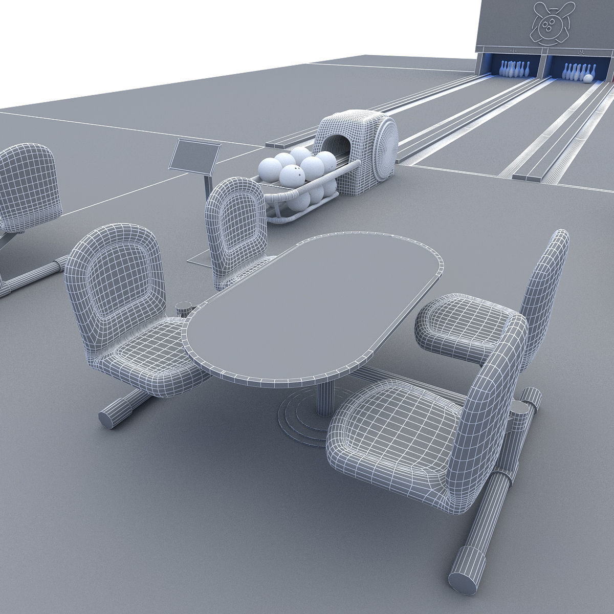 Bowling Alley 3D Model Low-poly 3D model_20