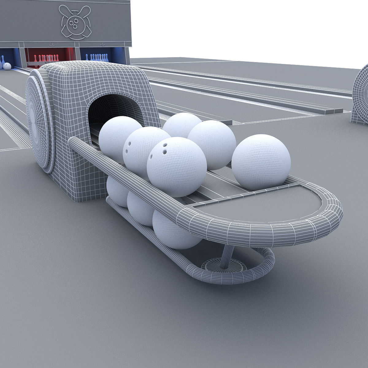 Bowling Alley 3D Model Low-poly 3D model_16