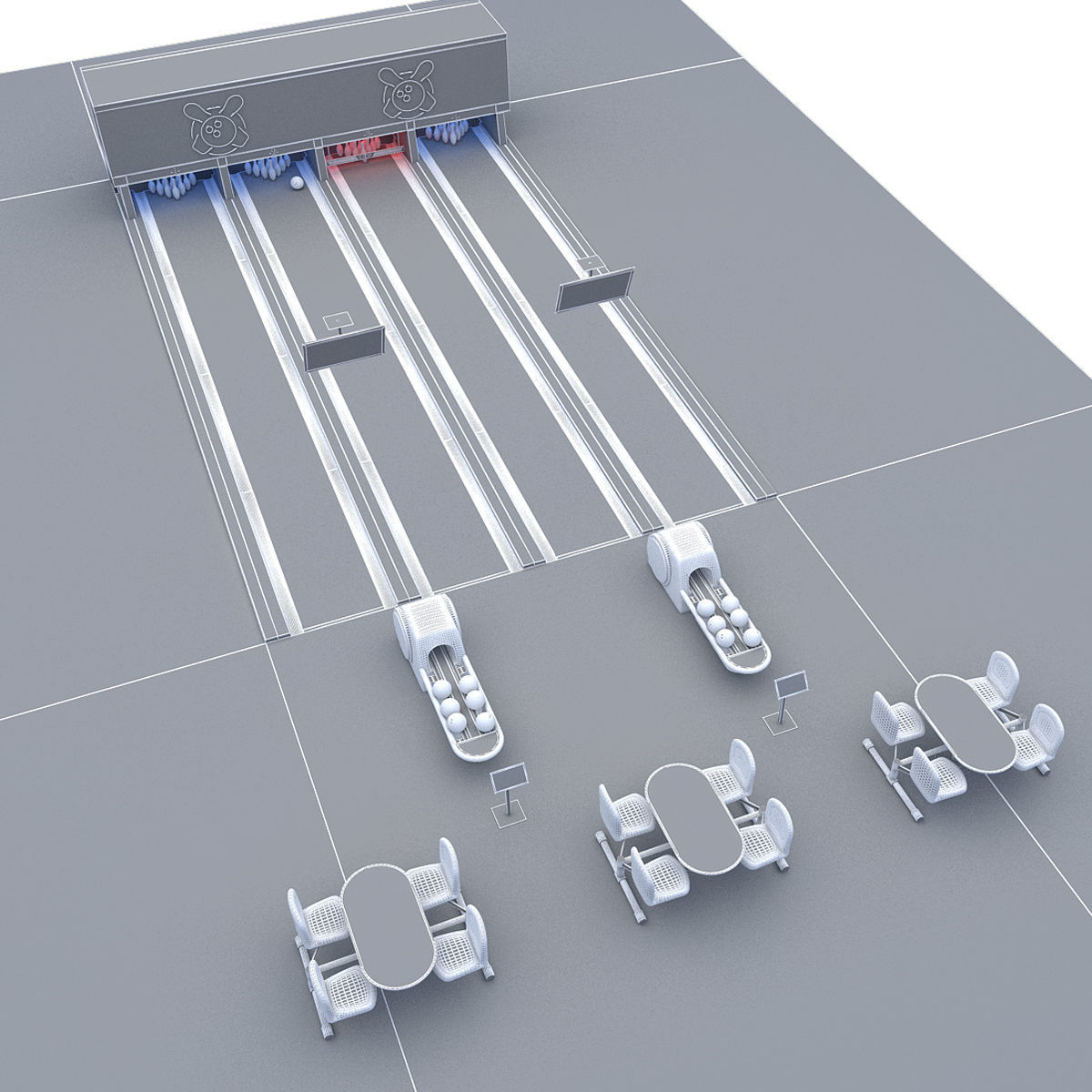 Bowling Alley 3D Model Low-poly 3D model_15