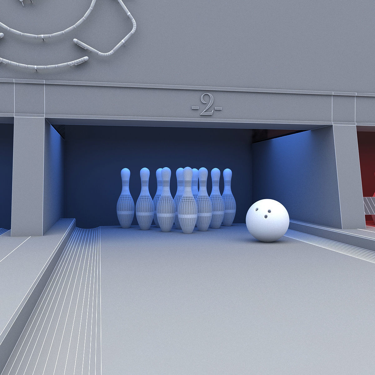 Bowling Alley 3D Model Low-poly 3D model_13