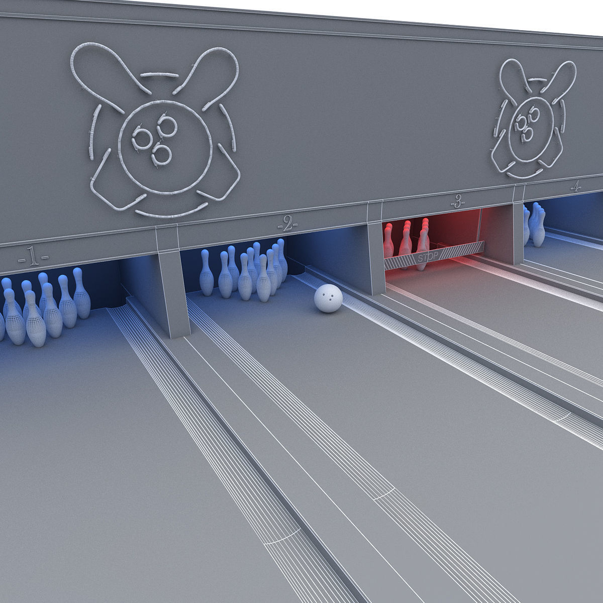 Bowling Alley 3D Model Low-poly 3D model_19