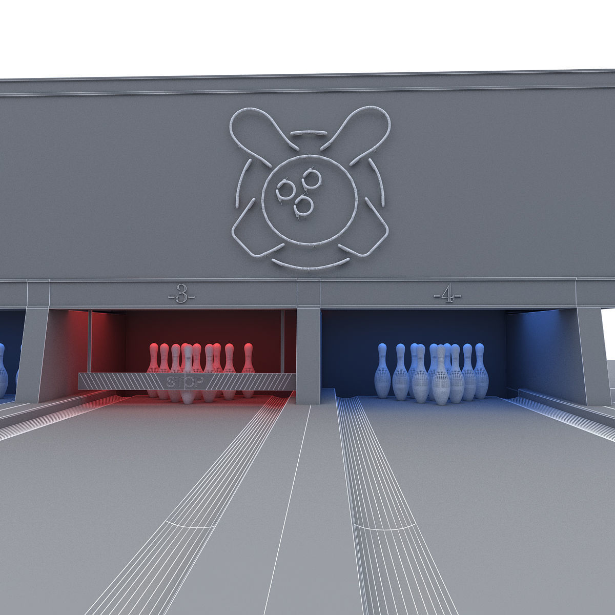 Bowling Alley 3D Model Low-poly 3D model_22
