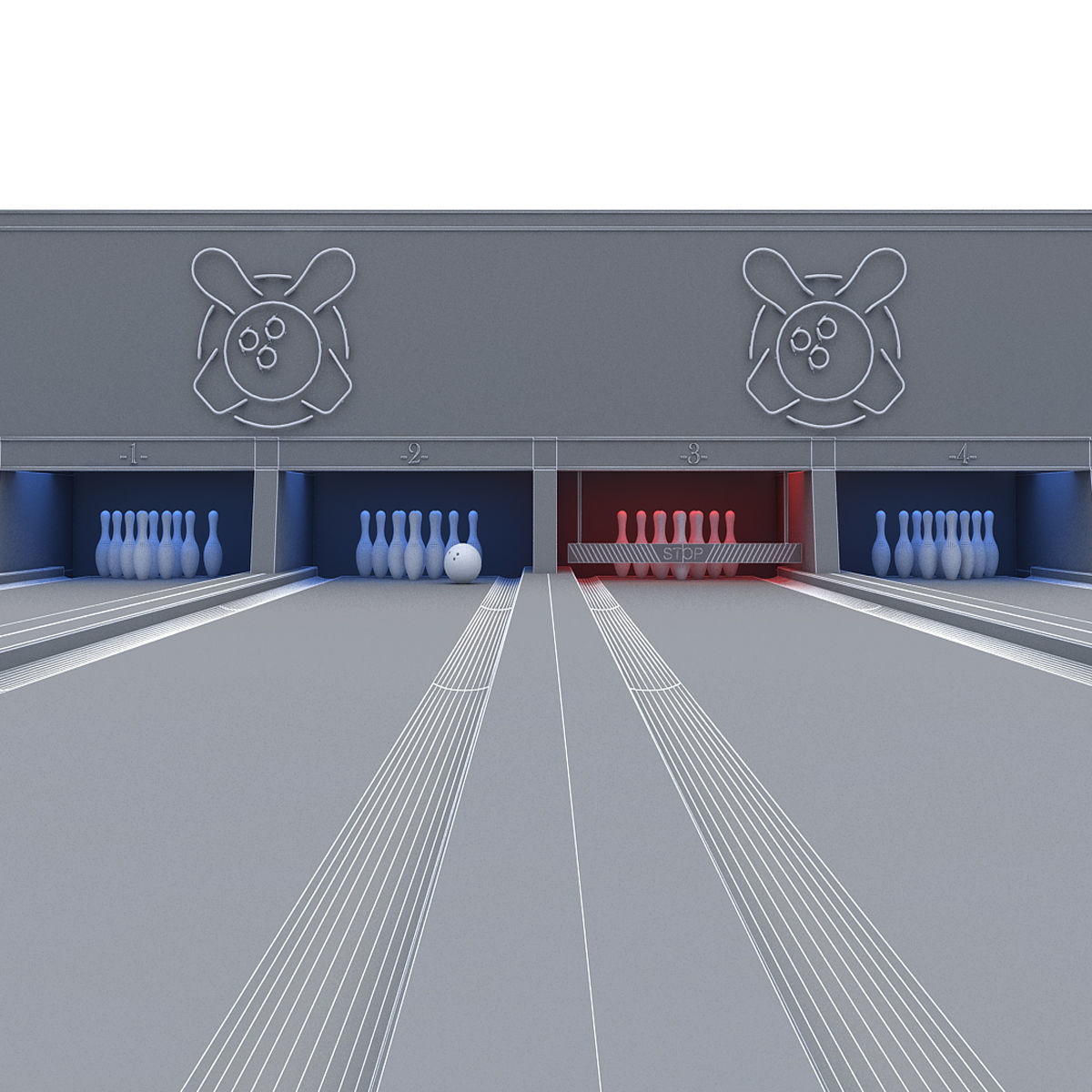Bowling Alley 3D Model Low-poly 3D model_14