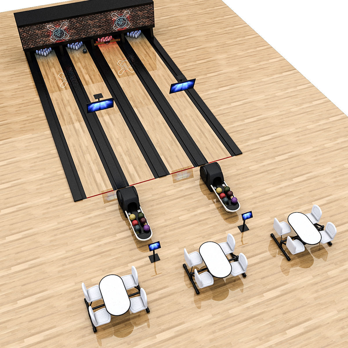 3D model Bowling Alley 3D Model VR / AR / lowpoly CGTrader