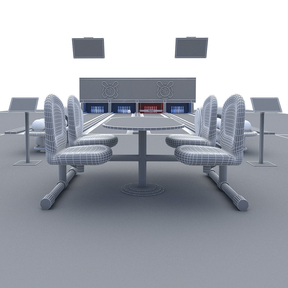 Bowling Alley 3D Model Low-poly 3D model_21