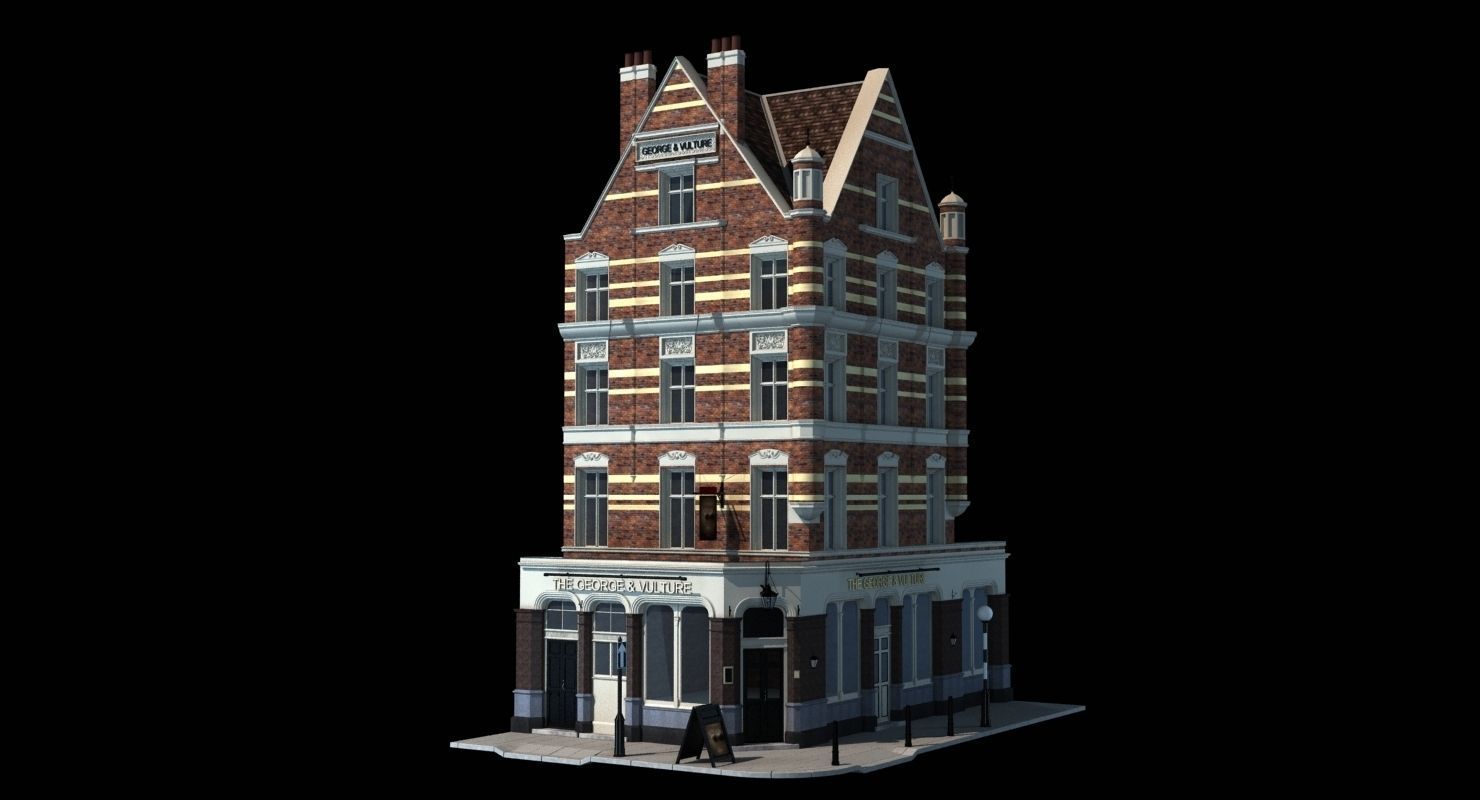 Historic London Corner Building 3D model_1
