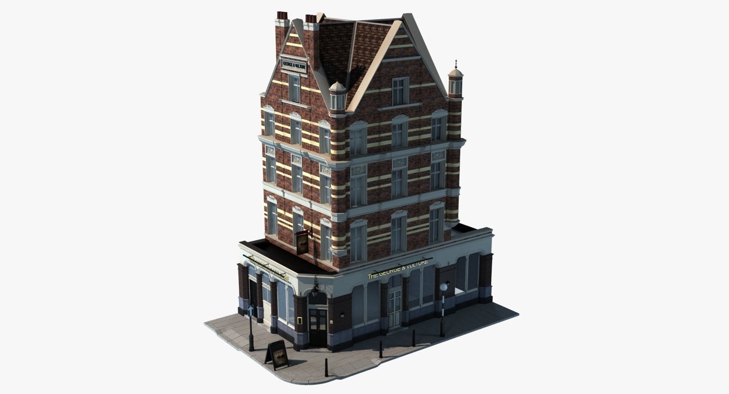 Historic London Corner Building 3D model_3