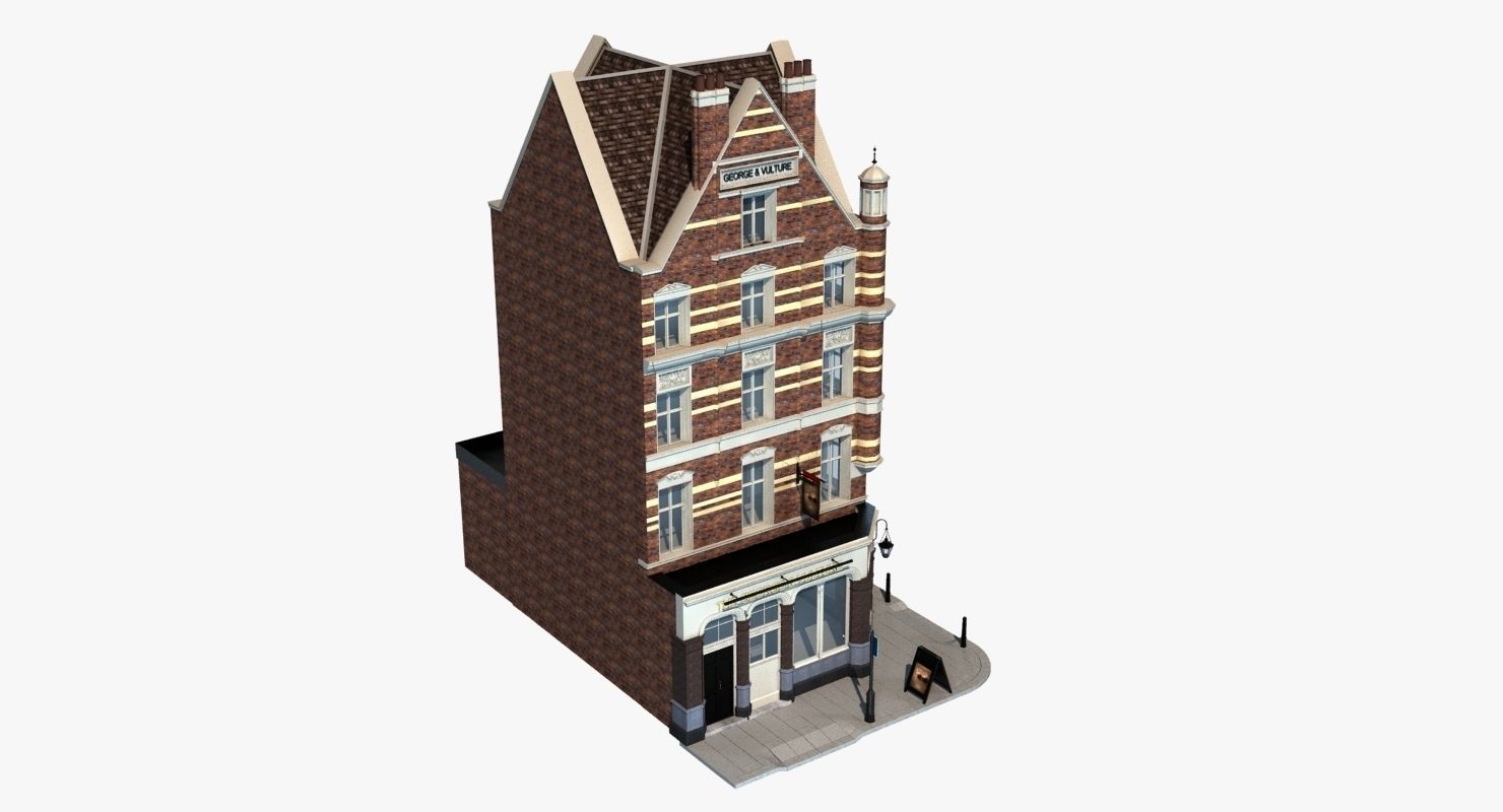 Historic London Corner Building 3D model_2