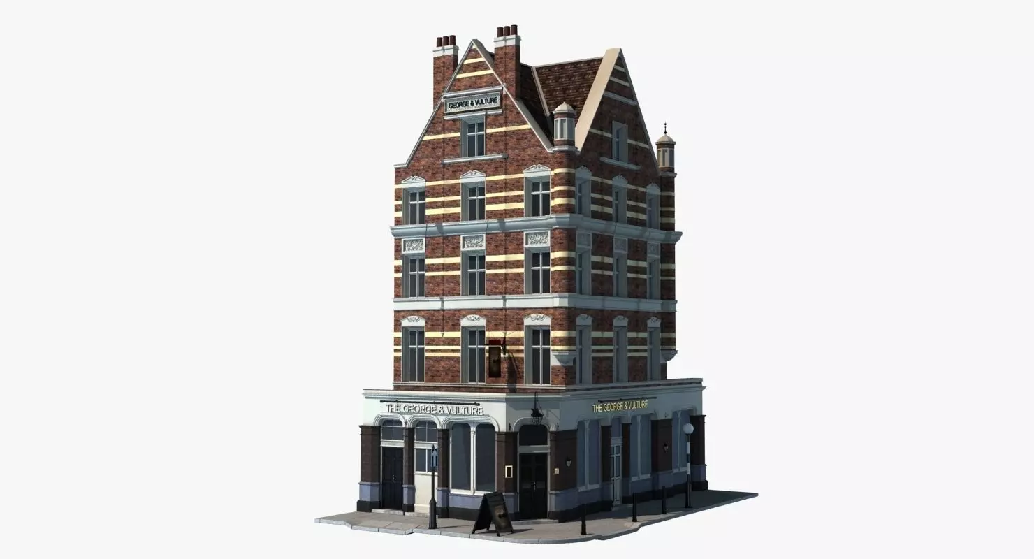 Historic London Corner Building 3D model_0