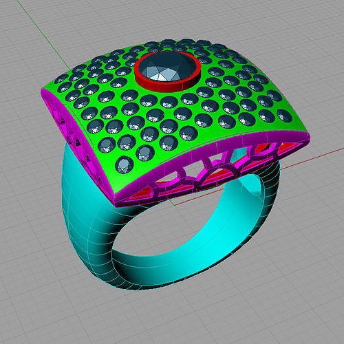 Pave diamonds band anello con pave AN131 3D print model