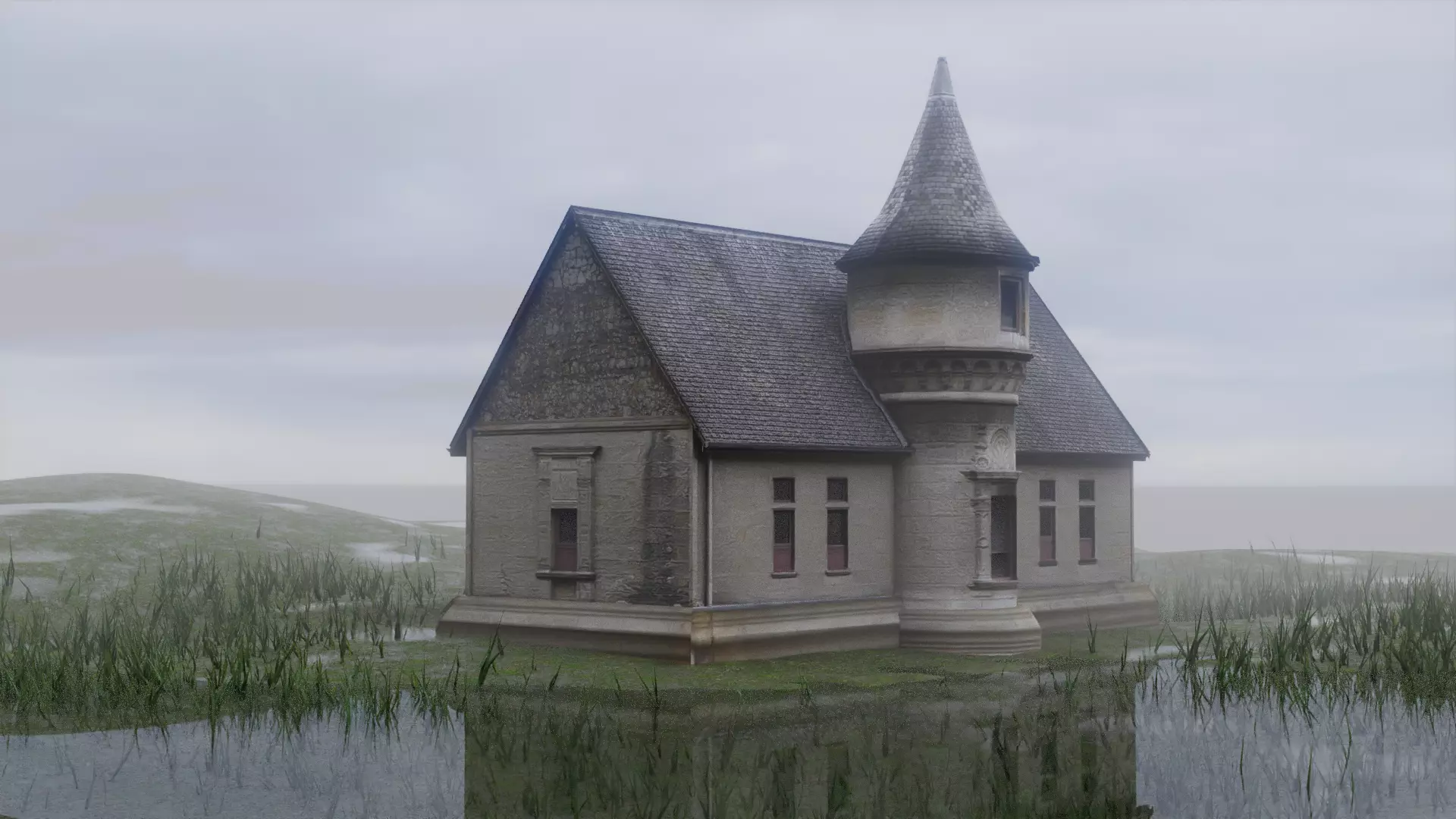 Castle church Low-poly 3D model