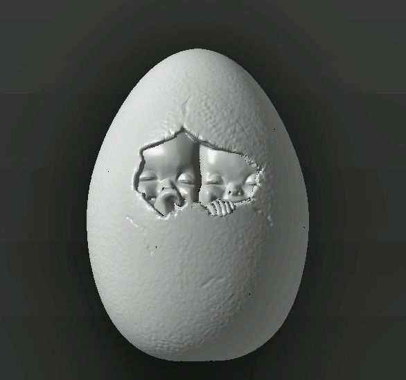 Babies in an egg 3D print model_1