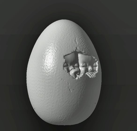 Babies in an egg 3D print model_3