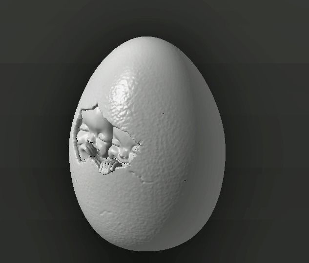 Babies in an egg 3D print model_2