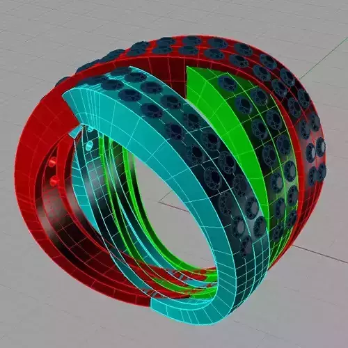 Multi band ring 3D print model anello a fascia brillanti 3D print model