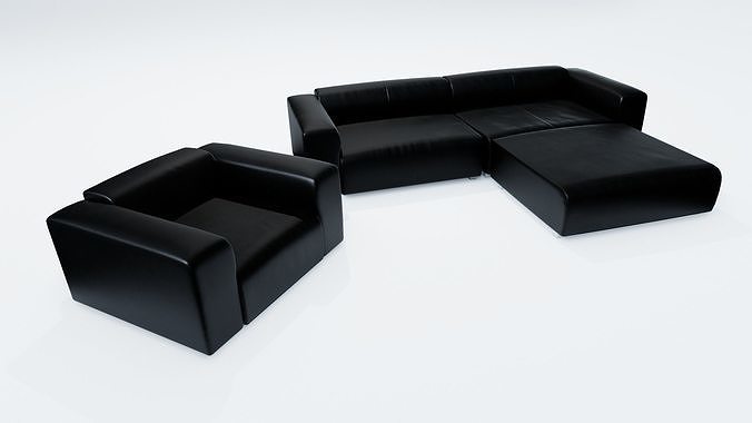 3 seater leather sofa Low-poly 3D model