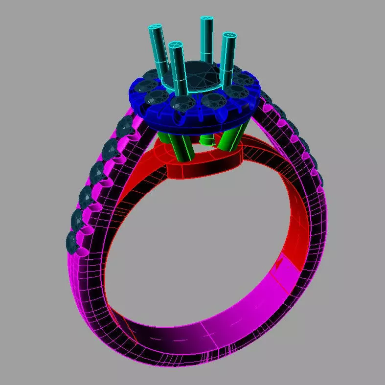 Halo Diamond Ring 3D print model anello tipo tiffany 3D print model