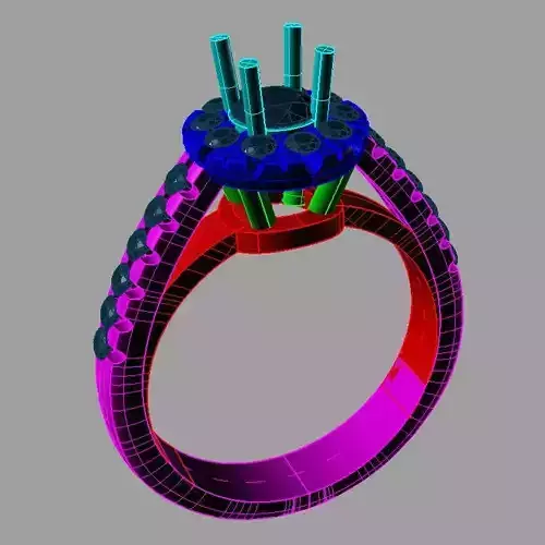 Halo Diamond Ring 3D print model anello tipo tiffany