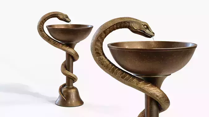 Caduceus Medical Symbol - Bowl Of Hygieia 3D print model