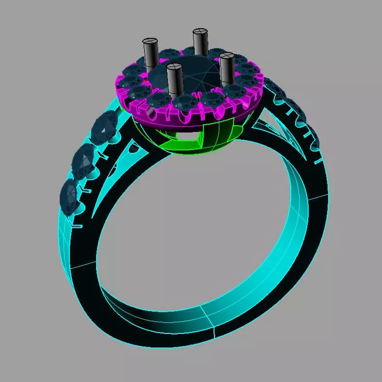 Halo Diamond Ring 3D print model anello tipo tiffany 3D print model