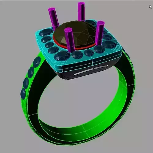 Luxury Cluster Halo Ring with Small Gems 3D print model