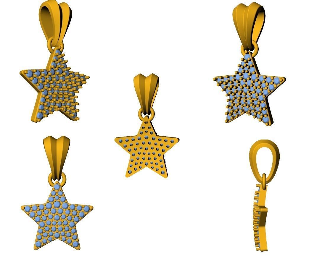 Star  Diamond  Pendant  3D print model_7