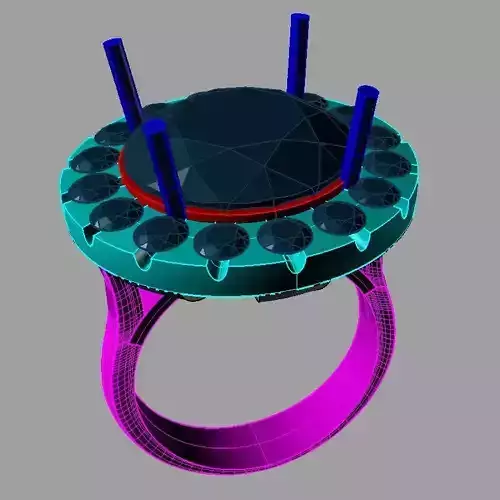 engagement ring 3D print model ANELLO PIETRA ROTONDA