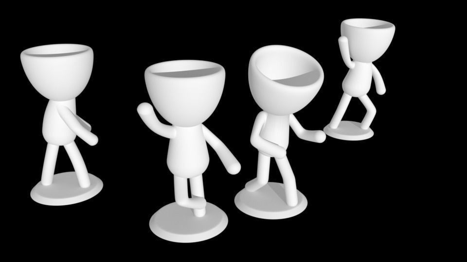 PACK of 4 stl DANCING POTS 3D print model_2