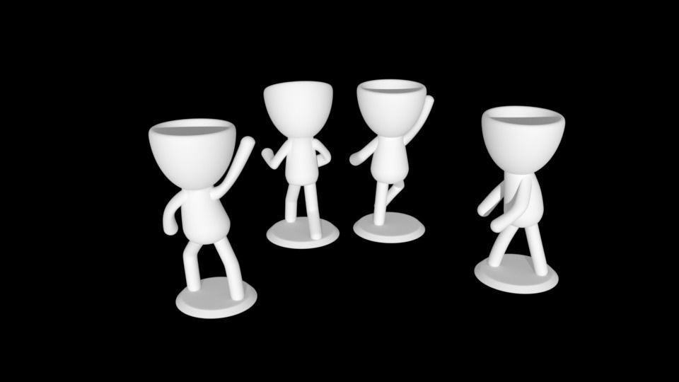 PACK of 4 stl DANCING POTS 3D print model_1