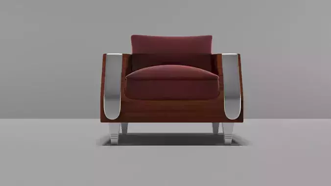 chrome detailed wooden armchair