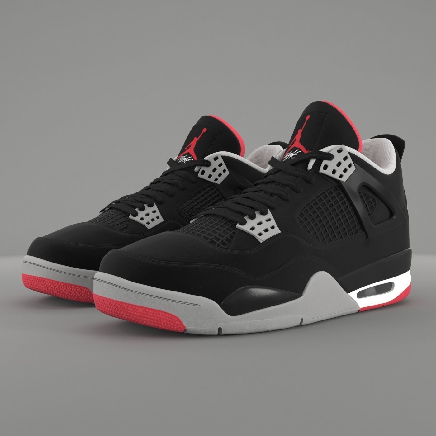 Air Jordan 4 Retro Bred PBR Low-poly 3D model_1