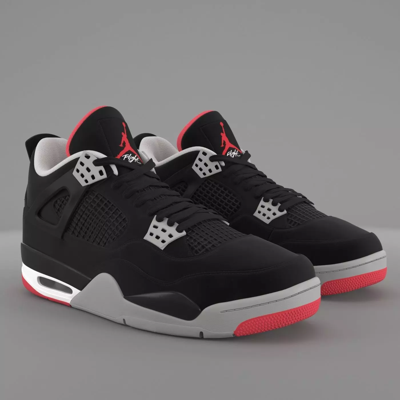 Air Jordan 4 Retro Bred PBR Low-poly 3D model_0