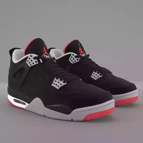 Air Jordan 4 Retro Bred PBR Low-poly 3D model