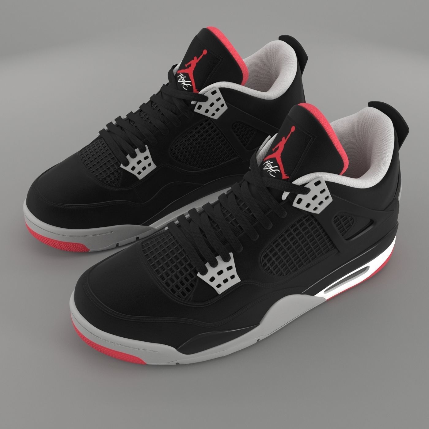 Air Jordan 4 Retro Bred PBR Low-poly 3D model_5