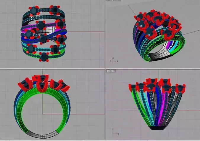 Multi band ring 3D print model anello 