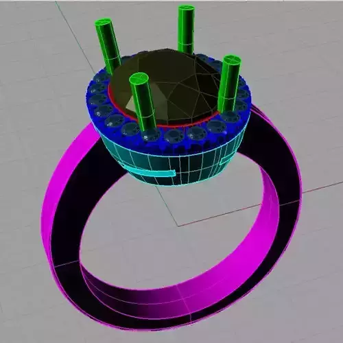 Oval White Diamond Halo Engagement Ring 3D print model an148