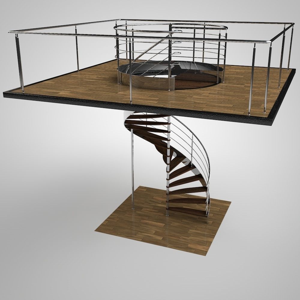 Spiral staircase 3D model_0