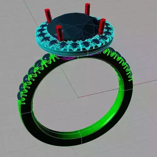 Enagagement Halo ROUND  Ring Paradise design 3D print mod