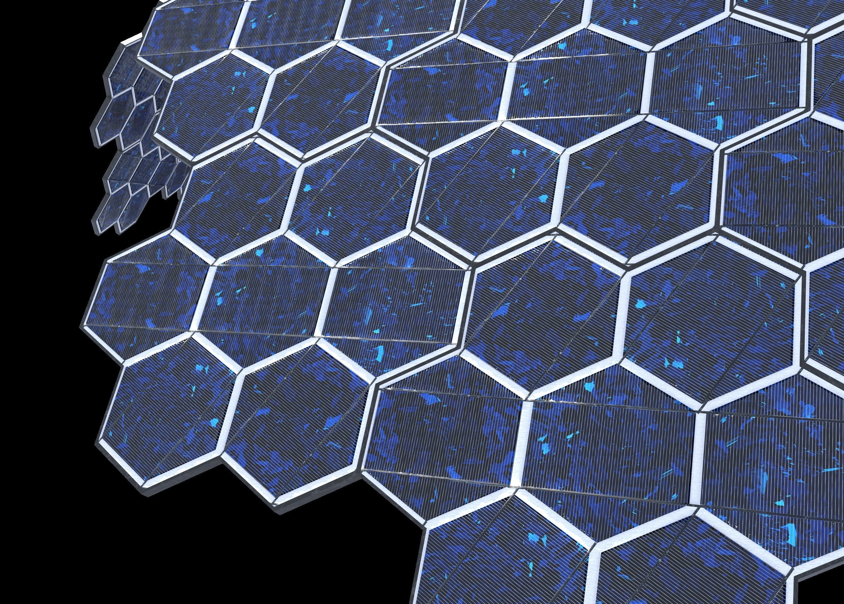 solar energy tree hexagonal cells Low-poly 3D model_3