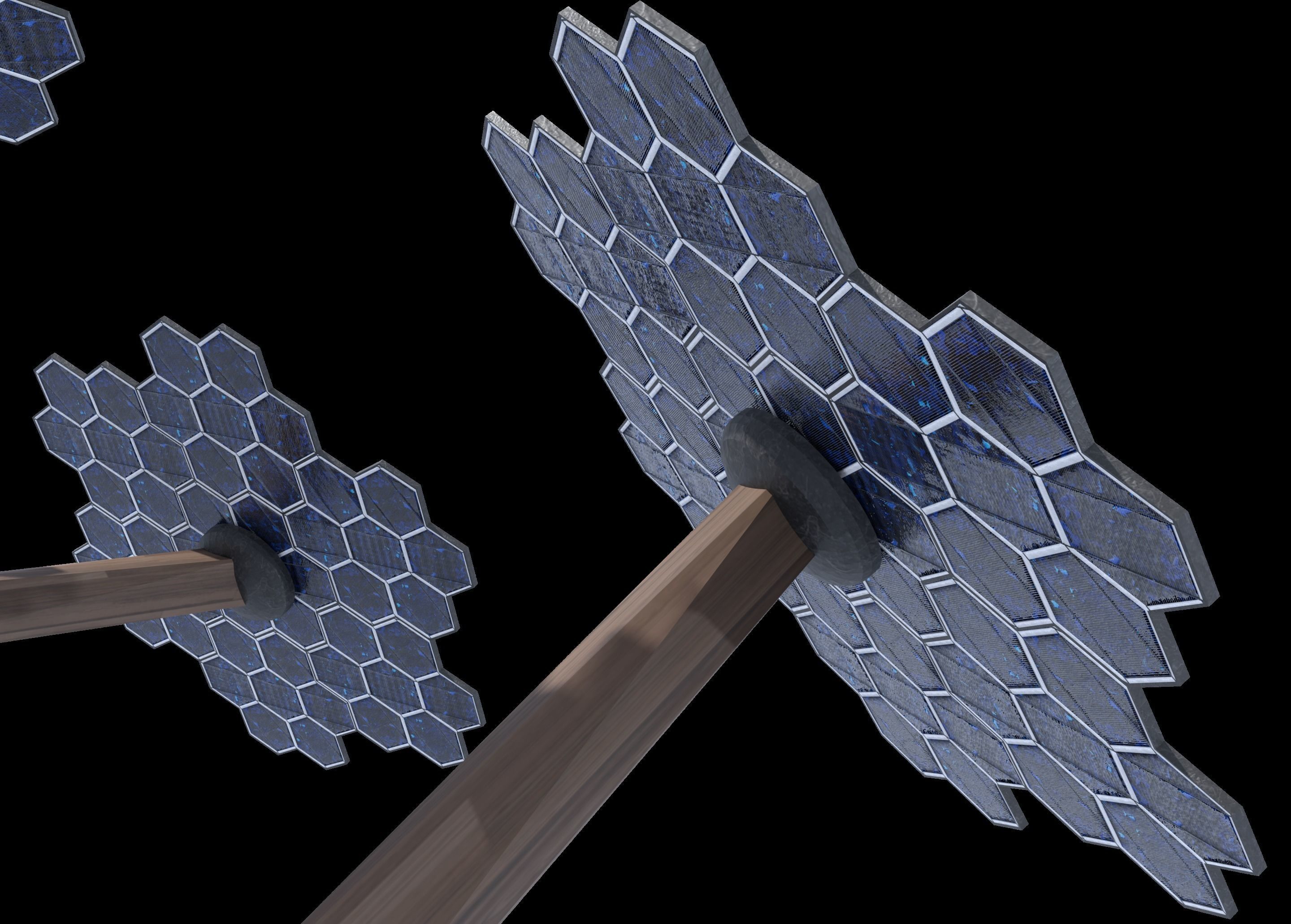 solar energy tree hexagonal cells Low-poly 3D model_6