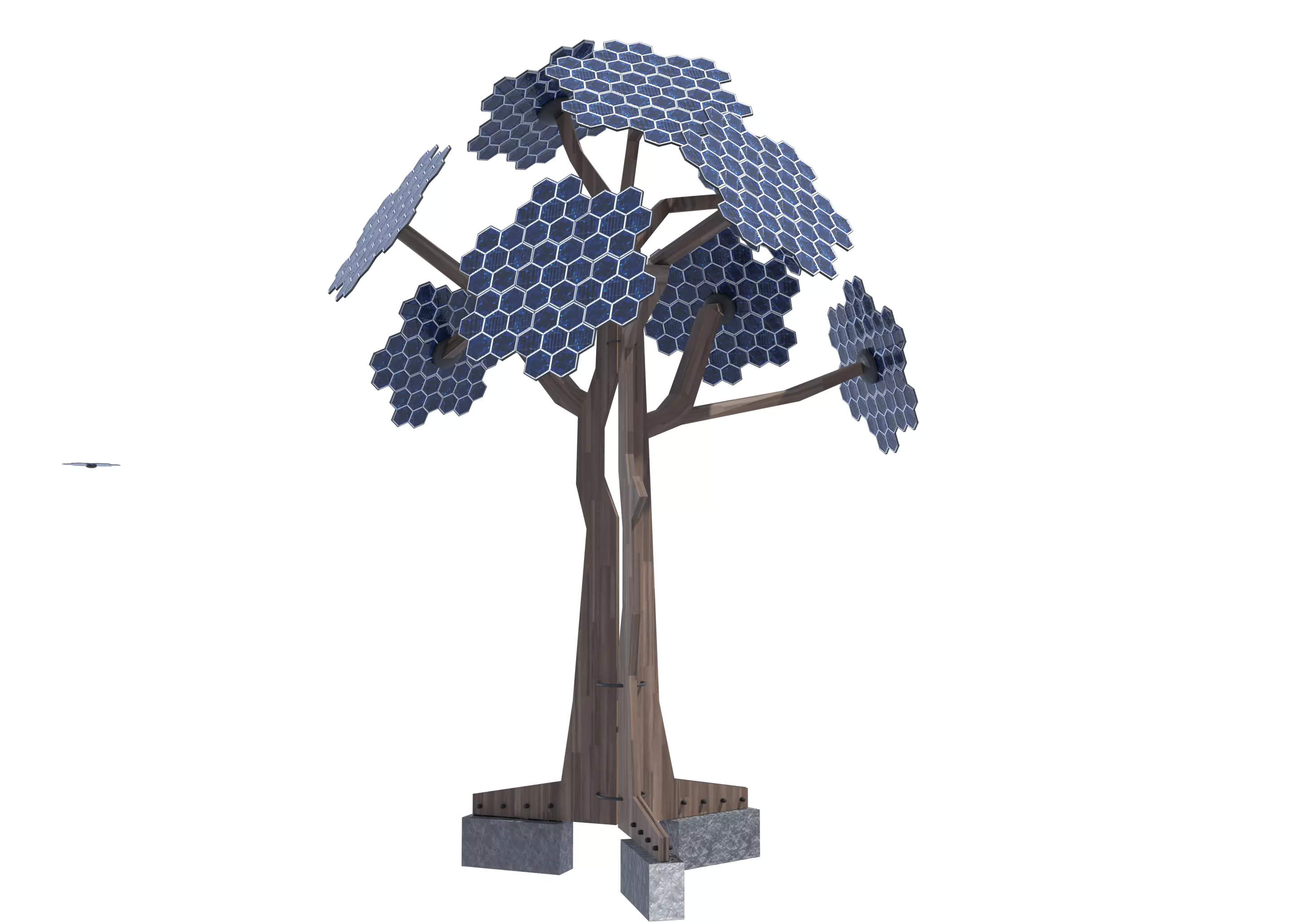 solar energy tree hexagonal cells Low-poly 3D model_0