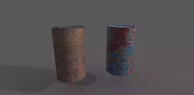 Barrels Low-poly 3D model cylinder