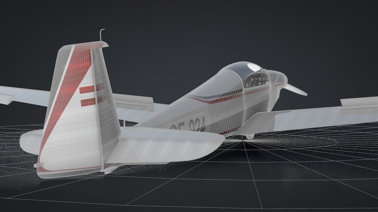 Falke SF-28 Rigged C4D Low Poly Low-poly 3D model_36