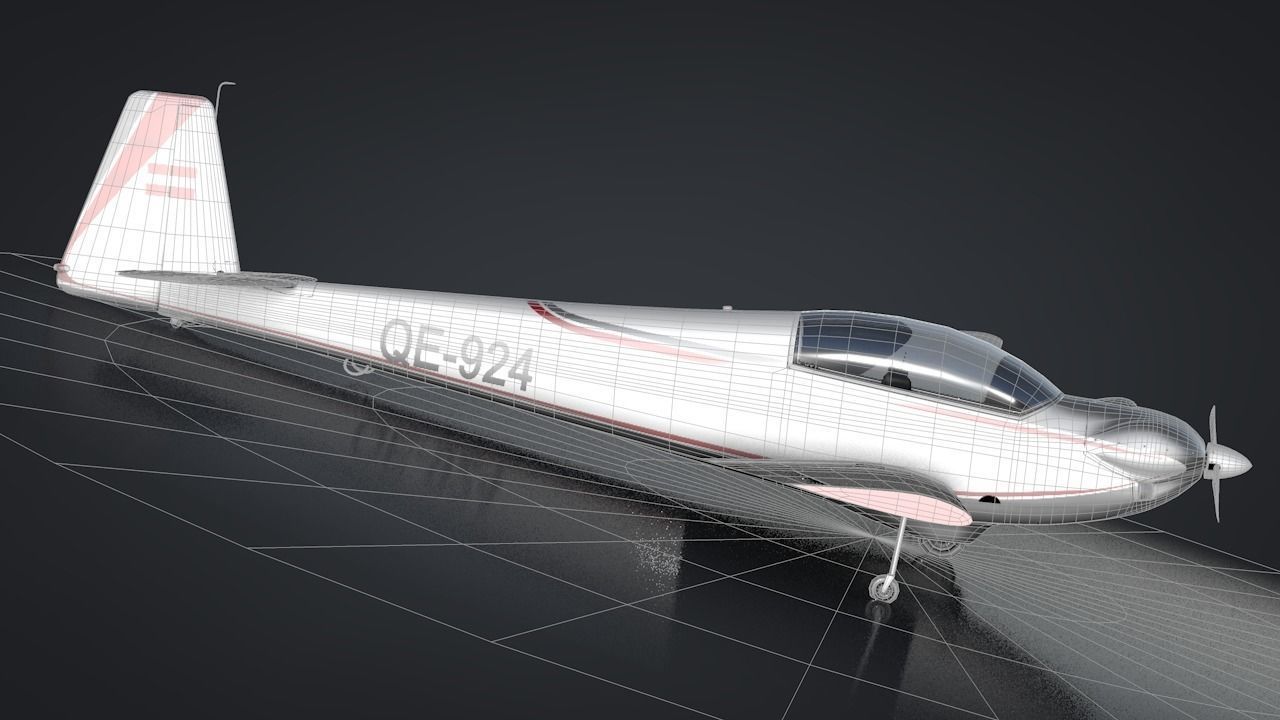 Falke SF-28 Rigged C4D Low Poly Low-poly 3D model_15
