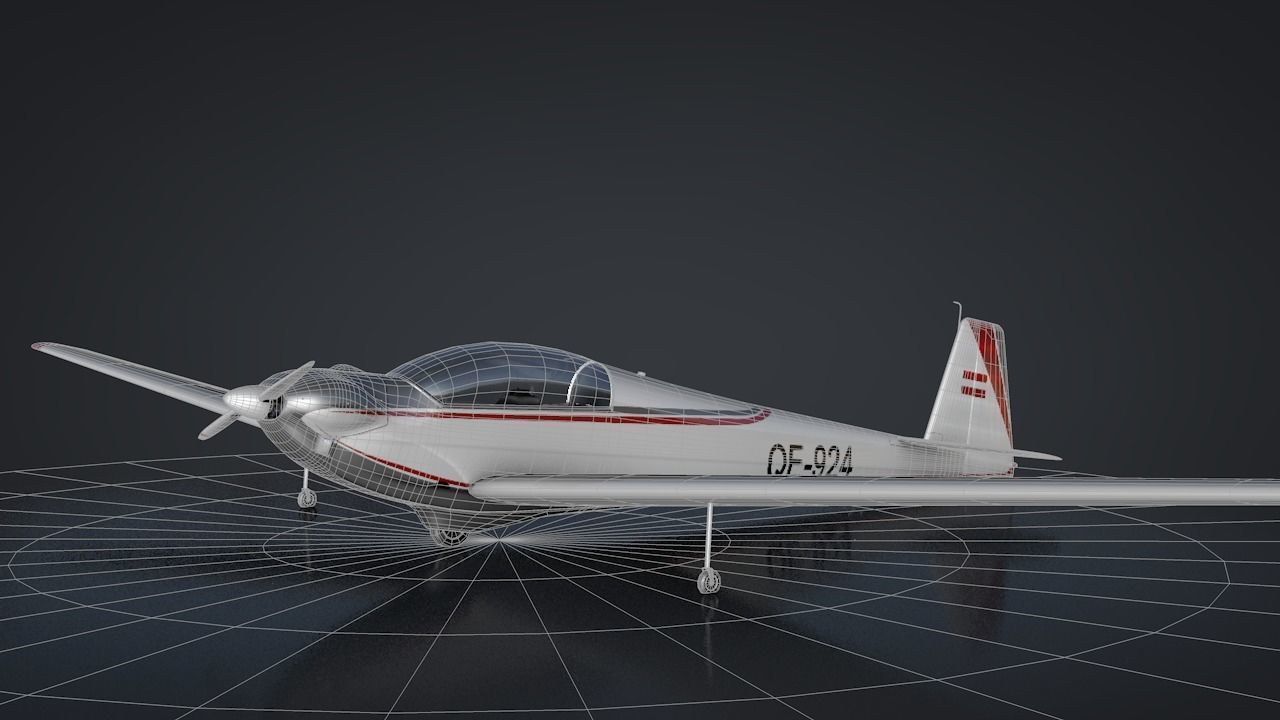 Falke SF-28 Rigged C4D Low Poly Low-poly 3D model_25